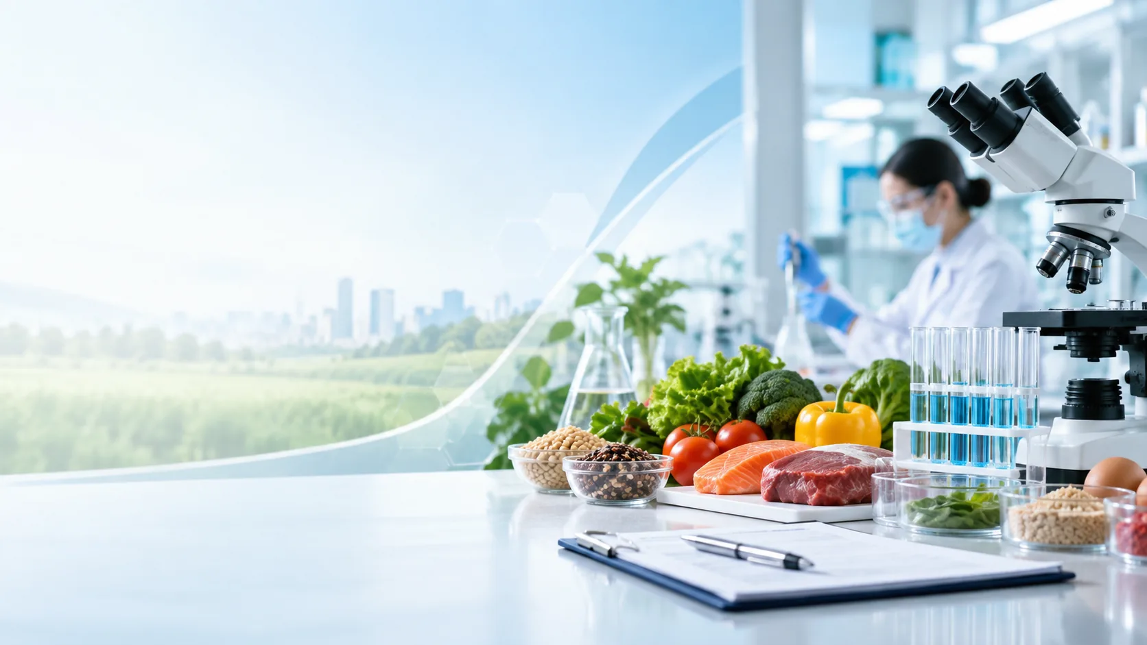 食品技术服务主题配图：食品原料与实验室分析场景